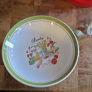 Pasta Bowl with Green Rim